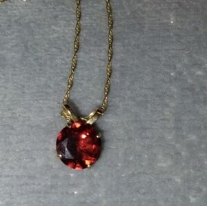 10k gold necklace with red Stone pendant